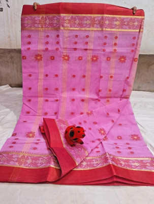 NADIA HANDALOOM Woven, Self Design, Solid/Plain Tant Pure Cotton Saree(Multicolor)