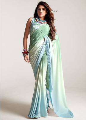 K n K Creation Digital Print Bollywood Satin Saree(Multicolor)