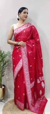 HouseOfCommon Woven Kanjivaram Pure Silk Saree(Red)