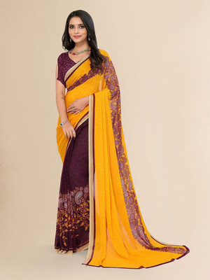 Moda Rapido Printed Daily Wear Georgette Saree(Yellow)