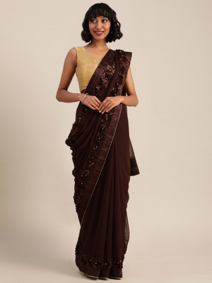Divastri Self Design Bollywood Georgette Saree(Brown)