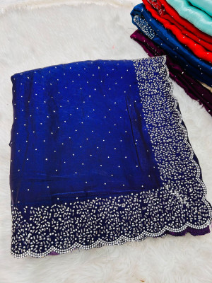 STITCH N SOLUS Embellished Bollywood Georgette Saree(Blue)