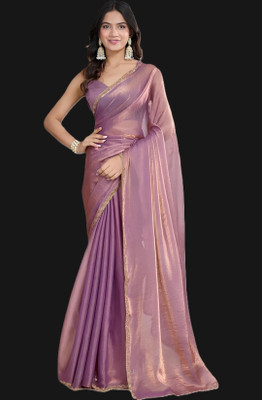 VISHNU Woven Kanjivaram Jimmy choo, Chiffon Saree(Purple)