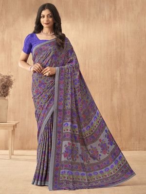 Sareemall Printed Daily Wear Crepe Saree(Grey)