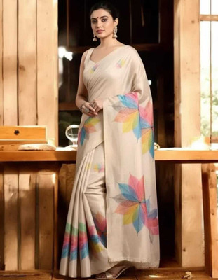 Myraani Self Design Bollywood Cotton Linen, Art Silk Saree(Multicolor)