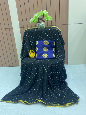 HouseOfCommon Embellished Bollywood Polyester Saree(Black)