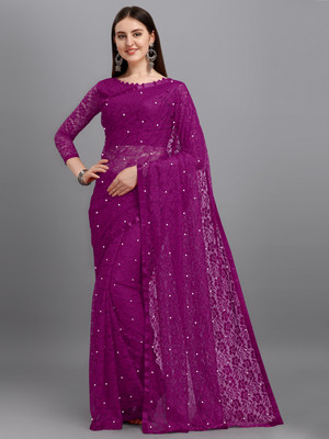 LOROFY Net/Lace Embroidered, Embellished Blouse Material