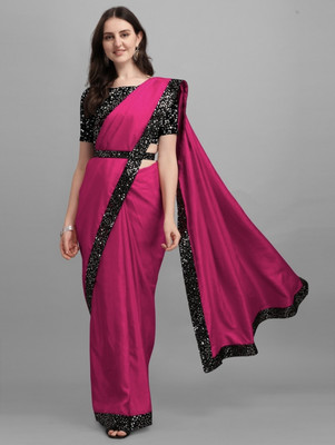 NG CREATION Self Design Bollywood Silk Blend Saree(Pink)