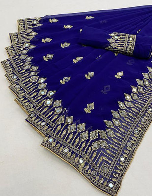 AVSAR TRENDZ Embellished Bollywood Georgette Saree(Blue)