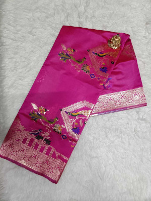 CP TEXTILE Woven Banarasi Art Silk, Jacquard Saree(Pink)