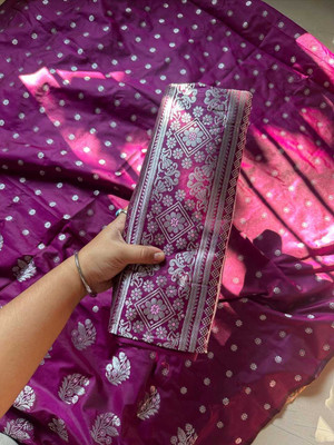 Garbguru Woven Mekhela Chador Pure Silk Saree(Purple)