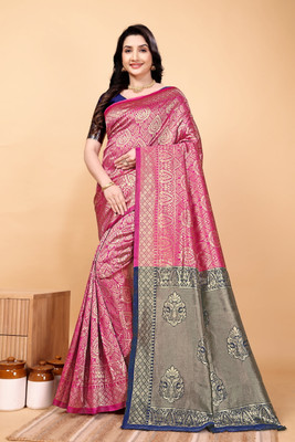JAY KHODIYAR EMBROIDERY Self Design Bollywood Jacquard Saree(Pink)