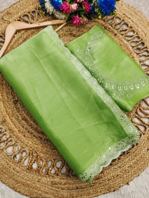ZOYAL ENTERPRISE Self Design, Embellished Bollywood Jimmy choo Saree(Light Green)