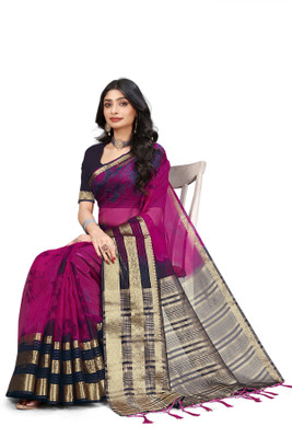 Aarunika LGF Solid/Plain Bollywood Organza Saree(Purple)