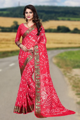 shreeji creation Self Design Bandhani Art Silk Saree(Pink)