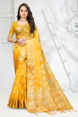 Aarunika SBT Woven Bollywood Organza Saree(Yellow)