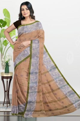 PRANATI ENTERPRISE Woven Tant Pure Cotton Saree(Cream)