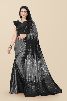 JAY RAMDEV FASHION Embroidered Bollywood Georgette Saree(Silver)