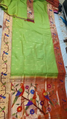 Aanandini Paithani Printed Daily Wear Cotton Blend Saree(Multicolor)