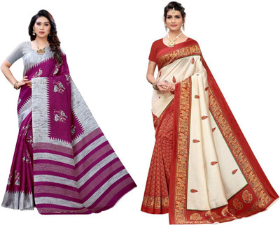 SVB Sarees Printed Bollywood Art Silk Saree(Multicolor)