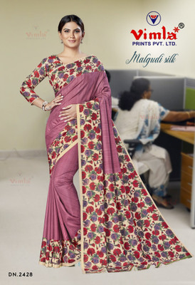 Novus Knitting Printed Daily Wear Art Silk Saree(Pink)