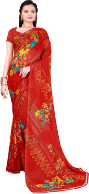 Suali Printed Bollywood Georgette Saree(Red)