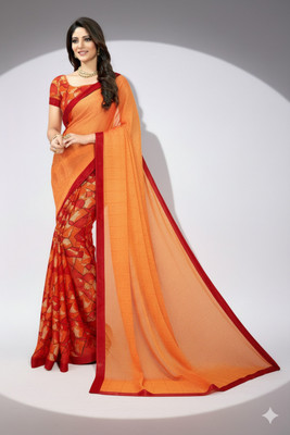 Ruhabs Printed Bollywood Chiffon Saree(Multicolor)
