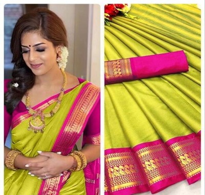 Fashion Club Collection Woven Bollywood Cotton Silk Saree(Multicolor)