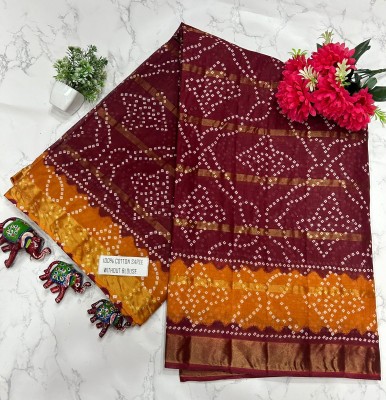 KRISHNA NX Printed Daily Wear Pure Cotton Saree(Brown)