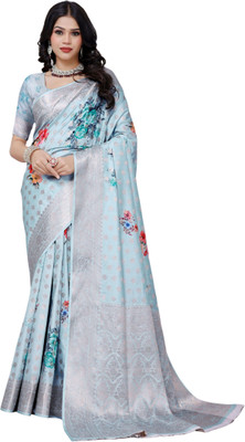 Rashmiwala Digital Print Bollywood Viscose Rayon Saree(Blue)
