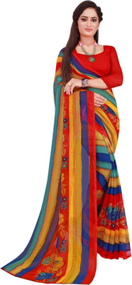 Saadhvi Printed Kanjivaram Cotton Blend Saree(Multicolor)