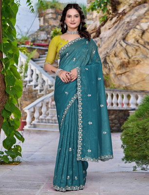 SHREENATHJI CREATION Embroidered Bollywood Chiffon Saree(Light Green)