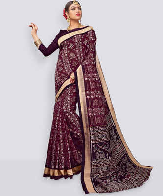 Ratnavati Digital Print Daily Wear Cotton Blend, Art Silk Saree(Maroon)