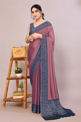 MIRCHI FASHION Printed, Geometric Print Daily Wear Chiffon, Georgette Saree(Pink, Blue, Grey)