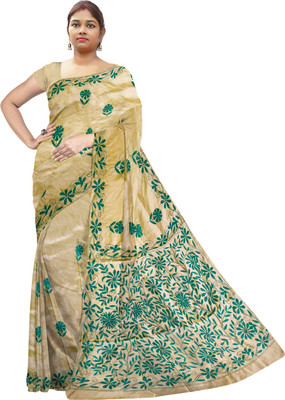 SHRISTI CLOTHINGS Printed Kantha Cotton Silk Saree(Multicolor)