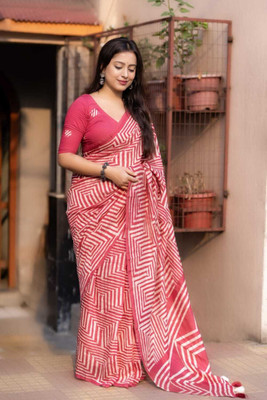 SJY Printed Bollywood Linen Saree(Multicolor)