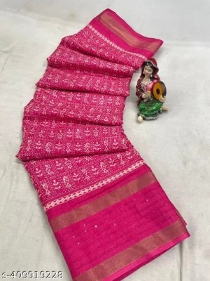 Vraggi Printed Bollywood Cotton Silk Saree(Pink)