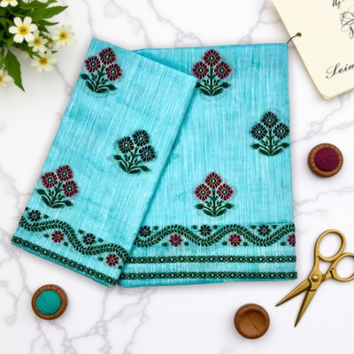 SellZone Woven Mekhela Chador Cotton Blend Saree(Blue)