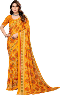 Moda Rapido Printed Daily Wear Georgette Saree(Yellow)