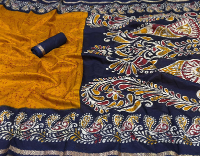 SGM Animal Print Baluchari Dupion Silk Saree(White)