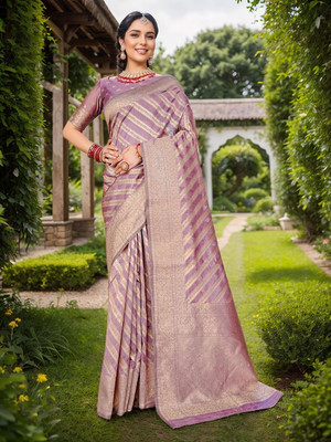 ANOUK Woven Banarasi Organza Saree(Purple)