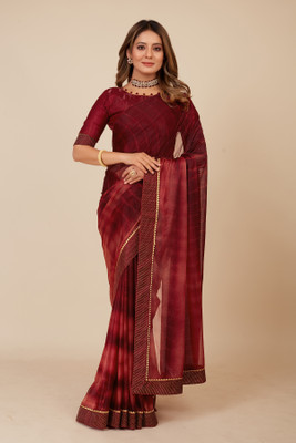 Aadishakti Fashion Embellished Bhagalpuri Silk Blend Saree(Brown)