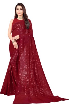 b bella creation Self Design Bollywood Georgette Saree(Maroon)