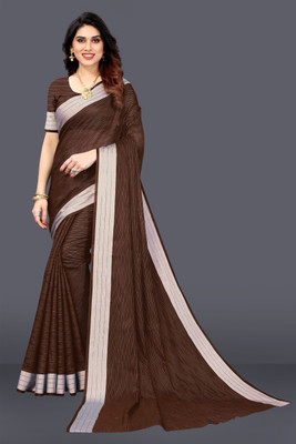SARETRA MALL Self Design Bollywood Linen Saree(Beige)