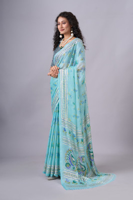 Virendra Textiles Printed Bollywood Chiffon Saree(Blue)