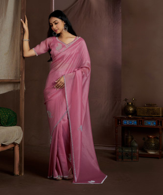 Sareemall Embellished Bollywood Pure Silk Saree(Pink)