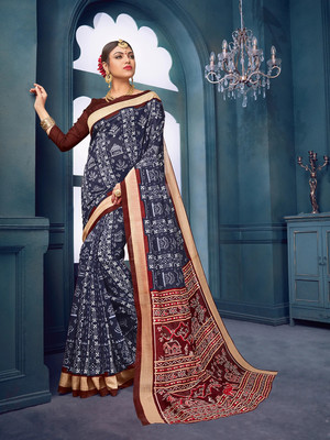 Sareemall Printed Daily Wear Art Silk Saree(Blue)