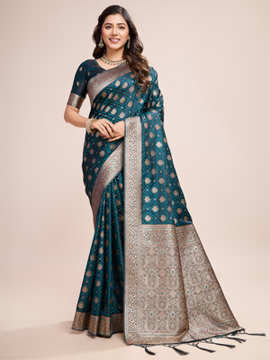 SHRIMAY Woven Banarasi Satin, Pure Silk Saree(Light Green)