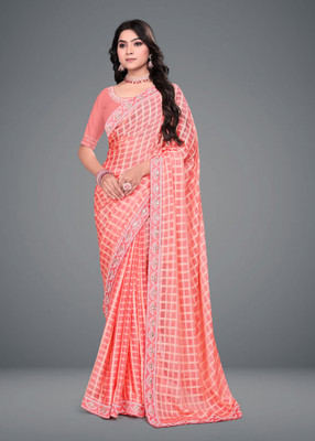 MAN PRIYA TRENDZ Printed Bollywood Georgette Saree(Orange)