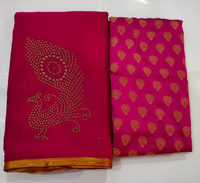Durga Emporio Embellished Bollywood Chiffon Saree(Pink)